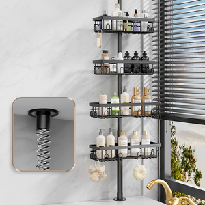 Palo de tensión ajustable de <span class=keywords><strong>acero</strong></span> <span class=keywords><strong>inoxidable</strong></span> CF, organizador de baño para champú, estante de almacenamiento, estante <span class=keywords><strong>sin</strong></span> perforación, carrito de <span class=keywords><strong>ducha</strong></span> para pared - Product Image 2