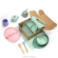 Chanceux forme personnalisée Logo Silicone bavoir cuillère bol enfants salle à manger bébé accessoires alimentation vaisselle ensemble