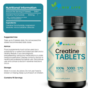 Prix d'usine pour marque privée OEM, créatine monohydrate 3000 mg, 100% pure, 270 comprimés, <span class=keywords><strong>nutrition</strong></span> sportive pour adultes - Product Image 3