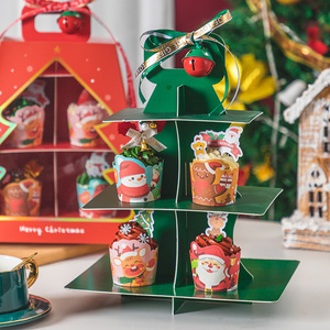 <span class=keywords><strong>2025</strong></span> giáng sinh xách tay 2 Tier Khay bánh rõ ràng cửa sổ buổi chiều trà giấy cốc bánh đứng Đặt món tráng miệng đóng gói hộp giấy - Product Image 5