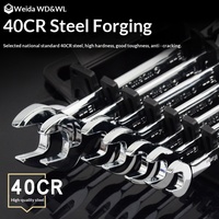 WEIDA Kunci Pas Ratchet Kepala Fleksibel Metrik 180 Derajat Profesional, Baja 40Cr Poles Cermin 72-Gigi 8mm