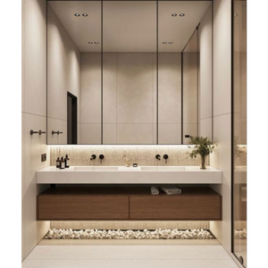 CBMmart Luxury <strong>Timber</strong> Floating <strong>Vanities</strong> Smart Led Backlight Mirror Cabinet Ceramic Sink Bathroom <strong>Vanities</strong> - Product Image 1