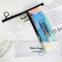 Vente en gros Kit de voyage en PVC Sac d'emballage brosse à dents en plastique Sac holographique de luxe pochettes de maquillage Transparent PVC sac cosmétique