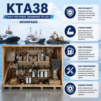Moteur diesel marin Cummi KTA38 de 800 à 1200 ch, 4 temps, 12 cylindres, moteur de bateau électrique inboard, pour bateaux de pêche et de remorquage.