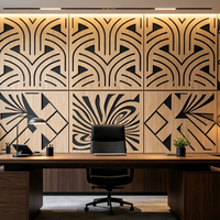 Panneau mural insonorisant de forme personnalisée |   Placage reconstitué + Base en stratifié compact noir, haute densité 1350