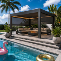 Pergola motorisée en aluminium à toit rétractable, système d'ombrage pour piscine, rideaux occultants latéraux pour terrasse et jardin