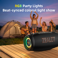 Enceinte de fête d'extérieur Zealot P16 60W sans fil avec basses profondes, spectacle lumineux RGB, résistance à l'eau IPX6, batterie 8000mAh, égaliseur 3 modes