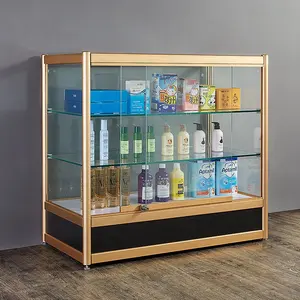 Armario de cristal para exhibición en pared, vitrina de cristal para tienda de humo pequeña, venta directa de fábrica con LED