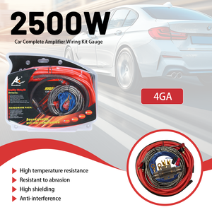 AK-4GA 4 Gauge 2500W <span class=keywords><strong>Voiture</strong></span> Audio Subwoofer Amplificateur Haut-Parleur Installation Fil Câble <span class=keywords><strong>Kit</strong></span> Installation <span class=keywords><strong>Kit</strong></span> - Product Image 2