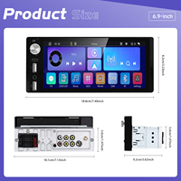 Reproductor MP5 para Auto Podofo de 6.9 Pulgadas, Autoradio IPS con Carplay Inalámbrico y Android Auto, DAB, SWC, DVR, Tipo C, USB, ODM