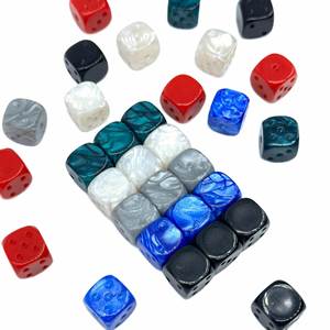 Dés en acrylique personnalisés avec logo imprimé D6 16mm, vierges, pour fabrication DIY, motif nacré, en plastique, OEM - Product Image 1