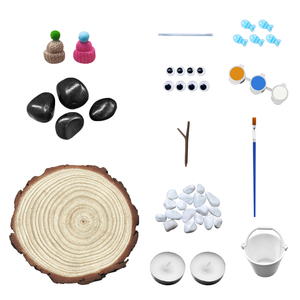 Kit de Portavelas de Arte en Piedra de Pingüino Ártico para Niños, Manualidad de Decoración de Mesa con Piedras y Mini Sombreros - Product Image 3