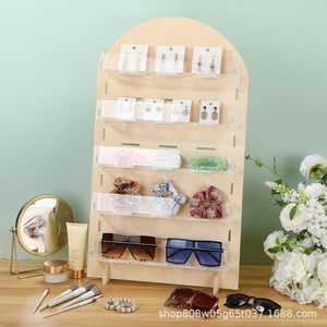 Présentoir à bijoux en bois multicouche à 5 niveaux pour boucles d'oreilles, lunettes de soleil et accessoires – Organisateur de bureau - Product Image 1