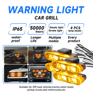 Modifikasi Mobil Remote Kontrol Nirkabel 12V Satu-ke-empat Lampu Klip Grille Merah-Biru Lampu Strobo 2 LED Lampu Peringatan - Product Image 4