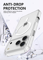 Coque de téléphone portable antichoc et anti-chute en TPU+PC transparent magnétique anti-jaunissement à couverture intégrale pour iPhone 17 18 Pro Max
