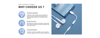 Écouteurs filaires ergonomiques semi intra-auriculaires haut de gamme avec micro et commande intégrée, son stéréo HiFi pour usage quotidien