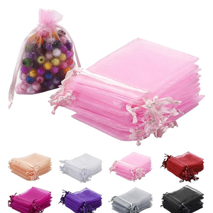 50 Sacchetti in Organza 7x9 cm, Sacchetti Regalo Neri Traspiranti in Tulle con Coulisse, in Rete Trasparente per Matrimoni, Gioielli, Trucchi, Caramelle - Product Image 1
