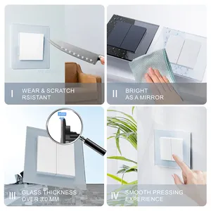 EU Standard 2 Gang 1 Way 2 Way Wall Light Switch Tempered Glass Panel Modern Design Wall Switches And Sockets Electrical Home