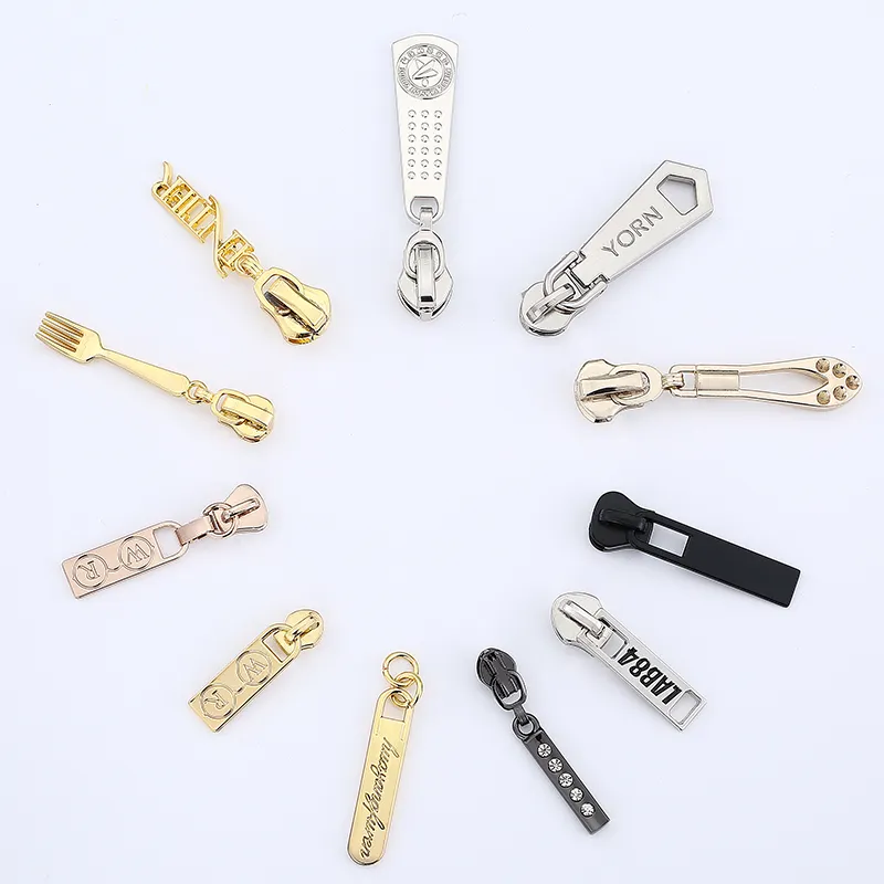 2024 Wholesale Custom Design Zinc Alloy Zipper Puller Bags Shoes Auto Spring-lock For Jacket and Jeans