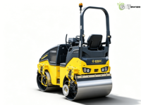 Rouleau vibratoire tandem à double tambour BOMAG BW120 de 3 tonnes d'occasion, conforme aux normes EPA |   Compresseur d'asphalte avec moteur Kubota EURO 5, puissance 30 kW