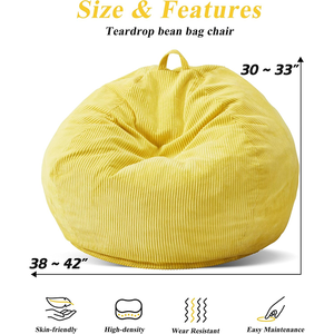 Adults 3.5FT Indoor <strong>Bean</strong> <strong>Bag</strong> Chairs Teardrop <strong>Yellow</strong> Beanbag Chair for Living Room - Product Image 2