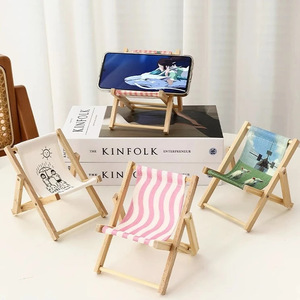 Mini Foldable Phone <b>Stand</b> Chair Desk Holder With Pink Stripes And Creative Design <b>For</b> Mobile Phone <b>Tablet</b> Display - Product Image 1