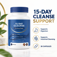 Capsules de désintoxication corporelle à base de plantes de 15 jours – Nettoyage intestinal, soutien digestif, stimulation énergétique et santé du côlon – OEM/Marque privée disponible