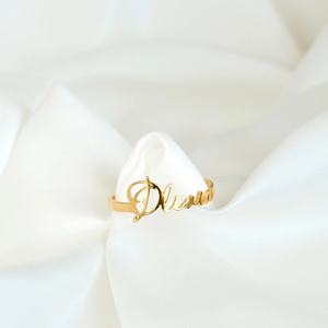 Nouveau Nom Personnalisé Bague en Acier Inoxydable Plaqué Or, Bague Personnalisée Cadeau <span class=keywords><strong>de</strong></span> Noë<span class=keywords><strong>l</strong></span> ou d'Anniversaire pour Votre Amour - Product Image 3