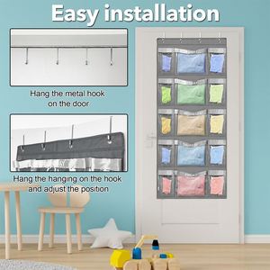 Hot Sale Hanging <b>Over</b> <b>Door</b> Stuffed Organizer with Clear Dust-Proof Pocket Organizer for Kid's Toys - Product Image 3