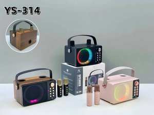 YS-314 10W 4인치 나무 케이스 듀얼 무선 마이크 라이트 컨트롤 보컬 컷 사운드 체인지 휴대용 노래방 기계 - Product Image 4