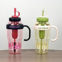 Groothandel IJsjes Print Plastic Waterbeker met Handvat, Rietje en Afneembare Fruitinfuser, Grote Capaciteit Draagbare Drinkbeker