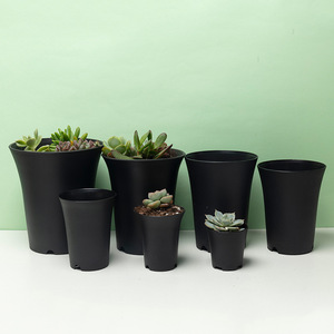 Maceta Redonda de Plástico Blanca y Negra de 10.5*13.5cm para Balcón, Maceta Profunda para Plantas, Maceta de Malla para <span class=keywords><strong>Cactus</strong></span> y Suculentas - Product Image 1