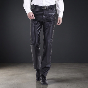 Pantalon en cuir Cod Piece, neuf, noir, rayures brunes, pantalon en cuir pour hommes gay - Product Image 3