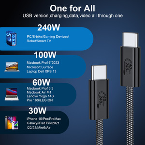 Nylon Tressé 5A USB 4.0 Type C Mâle à Mâle 8K Câble Vidéo 1M 2M 3M <span class=keywords><strong>5M</strong></span> 40G 240W PD <span class=keywords><strong>3</strong></span>.1 USB4 <span class=keywords><strong>Thunderbolt</strong></span> 4 Câble pour la Charge - Product Image 4