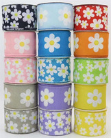 Ruban personnalisé OKAY de 2,5 pouces, ruban d'été à motifs de fleurs à carreaux et de rayures pour couronnes et travaux manuels floraux