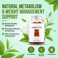 Bonbons gélifiés au thé vert matcha minceur OEM de Chine, complément beauté, brûleur de graisse énergétique, gommes au thé vert entièrement végétaliennes