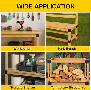 Kit di Staffe <span class=keywords><strong>per</strong></span> Banco da Lavoro Resistente - 8 Pezzi di Staffe <span class=keywords><strong>Angolari</strong></span> in Acciaio a 3 Vie <span class=keywords><strong>per</strong></span> Banco da Lavoro Personalizzato, Scaffalature, Tavolo da Lavoro - Product Image 6