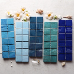 Foshan-Superficie de inyección de tinta de fábrica, mosaico cuadrado esmaltado de 48x48mm, color verde turquesa, azulejo de <span class=keywords><strong>piscina</strong></span> de cerámica, 300 mm - Product Image 1