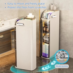 Narrow 18cm Bathroom <strong>Storage</strong> Cabinet with <strong>Drawers</strong> <strong>Slim</strong> Gap <strong>Storage</strong> Organizer Rolling Plastic Cabinet for Kitchen Laundry - Product Image 2