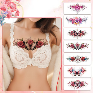 สติกเกอร์สักลายชั่วคราวรูป<span class=keywords><strong>ผีเสื้อ</strong></span>กุหลาบสำหรับสาวๆ กันน้ำ ลอกออกได้ ใช้ได้กับหน้าอกและ<span class=keywords><strong>หลัง</strong></span> - Product Image 1