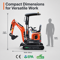 Mini-excavatrice KAISAN KN12-9 de 1,2 tonne, compacte, avec moteur Euro 5, certifiée CE pour la construction européenne, vente en gros