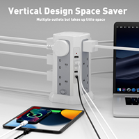 Mejor Precio, Regleta de Enchufes Recargable con 12 Tomas + 4 USB A + 1 Tipo C, Protector de Sobretensión, 10A de Corriente Nominal