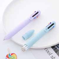 Stylo bille rétractable multicolore pastel Macaron 4 en 1, encre quatre couleurs, stylo à clic en plastique