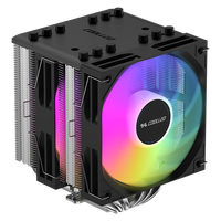 COOLLEO A60 V2 ARGB Tour de refroidissement CPU à six caloducs avec roulement fluide en cuivre et aluminium pour LGA1700/1200/115X/1851 AM4/5 TDP Boîtier d'ordinateur