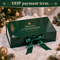 Boîtes cadeaux magnétiques de luxe personnalisées avec ruban vert brillant, fermeture magnétique, grandes boîtes pour bougies, boîte cadeau magnétique XXL pour Noël