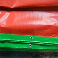 Bâche en PE verte à l'extérieur et orange à l'intérieur, imperméable, anti-UV, isolante thermiquement, pour camion et construction, avec œillets métalliques