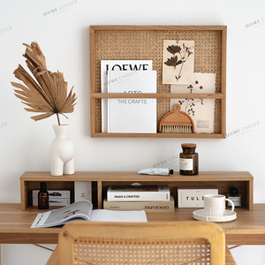 Étagères murales rustiques de rangement <span class=keywords><strong>en</strong></span> bois et osier, meubles de maison, collection - Product Image 5
