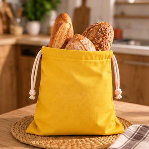 Bolsa de Almacenamiento de Alimentos Reutilizable de Algodón Orgánico con Logotipo Personalizado, Bolsas de Pan de Algodón Plegables Ecológicas - Product Image 2