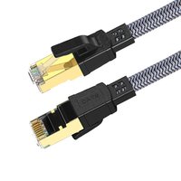 Cable Ethernet Cat8 de 40 Gbps y 2000 MHz de Alta Velocidad, Cable de Conexión SFTP Plano Trenzado de PVC y Cobre Sólido, RJ45 para Router, Laptop y Redes