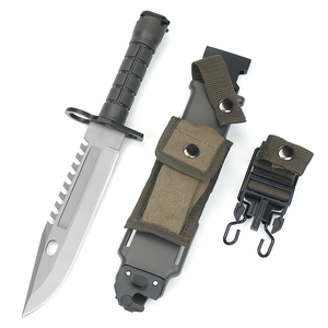 Cuchillo de Caza de Acero Inoxidable con Mango de Madera, Hoja de Punta Caída, Borde Recto, Funda de Cuero de Grado Industrial - Product Image 3